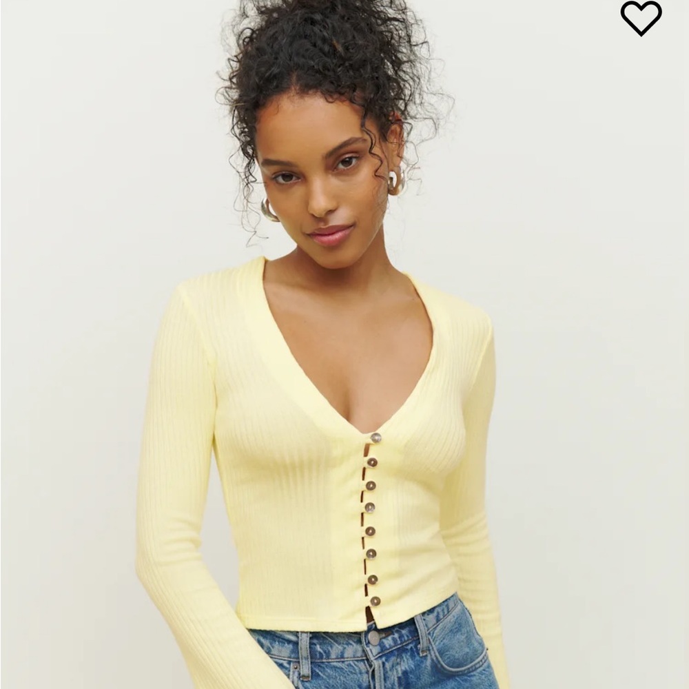 Reformation Gellar Knit Top Zest - Size M